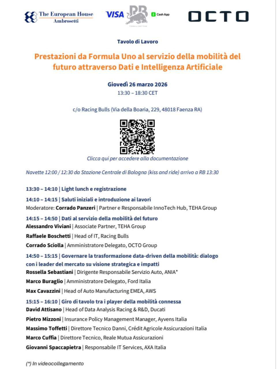 RIUNIONE INNOTECH COMMUNITY
Prestazioni da Formula Uno al servizio della mobilità del futuro attraverso dati e intelligenza artificiale