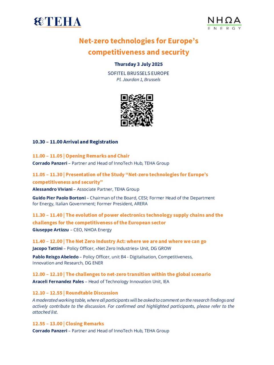 RESERVED MEETING Net-zero technologies for Europe's competitiveness and security