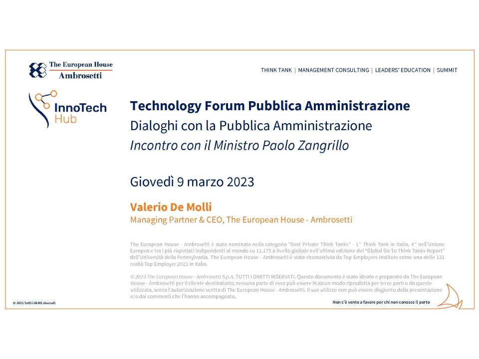 Dialoghi Pubblica Amministrazione<br />
Prima Tavola Rotonda: “La trasformazione digitale della Pubblica Amministrazione nel quadro del PNRR”