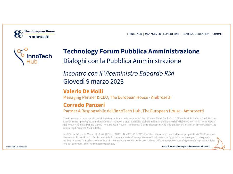 Dialoghi Pubblica Amministrazione<br />
Seconda Tavola Rotonda: “L’innovazione delle infrastrutture come leva per la competitività e la sostenibilità del sistema - Paese”