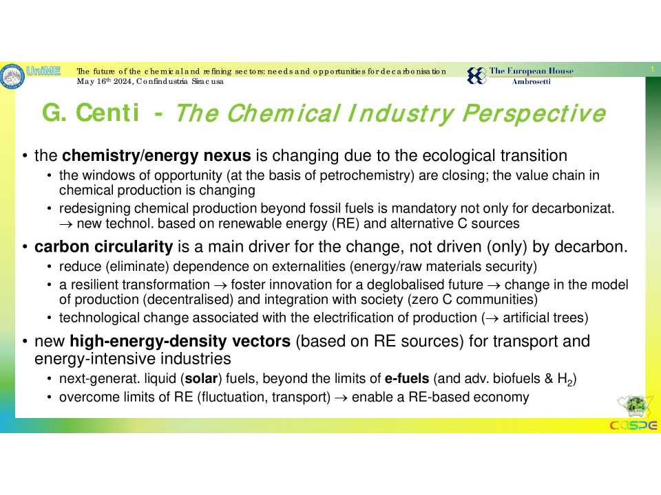 PHYGITAL MEETING Zero Carbon Community - The future of the chemical and refining sectors: needs and opportunities for decarbonisation.