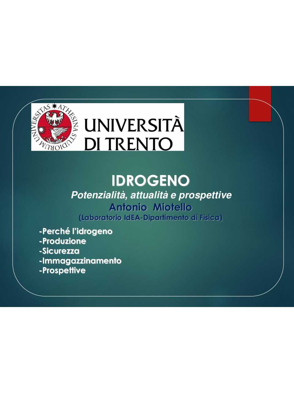 HYDROGEN COMMUNITY
II Tavolo di Lavoro