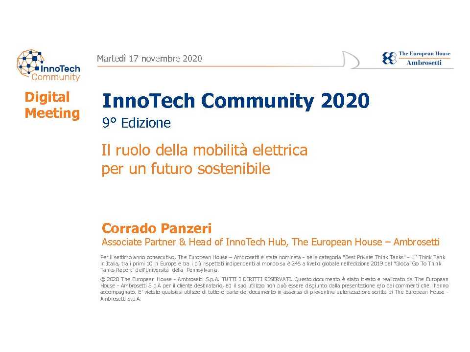 WEBINAR LIVE
Il ruolo della mobilità elettrica per un futuro sostenibile