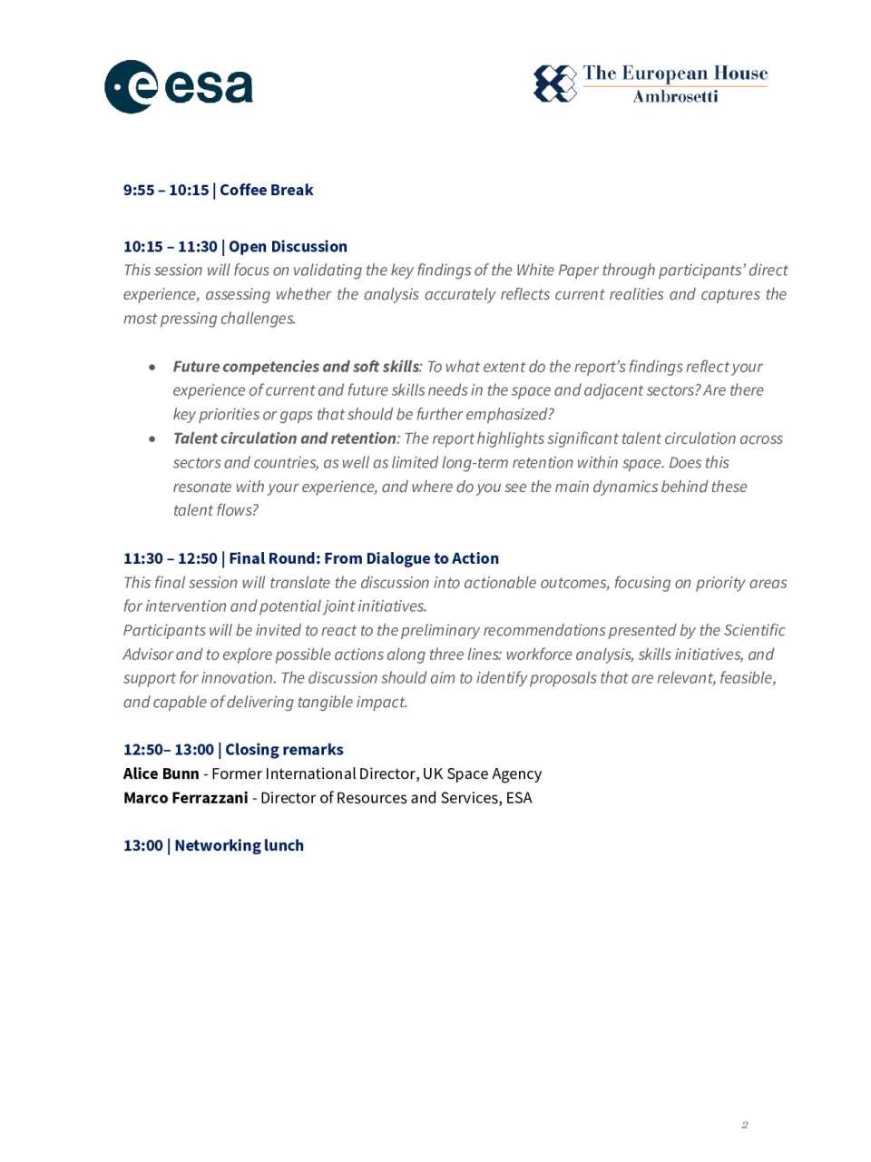 ESA Future Skills Executive Roundtable: preparing the Human Capital of Tomorrow