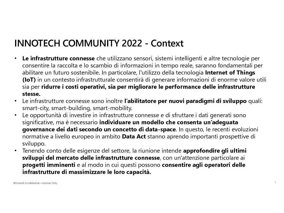 <i>MEETING IN PRESENZA</i><br
/>
Le Infrastrutture del Futuro